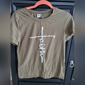 Olive Green Faith Graphic T-Shirt